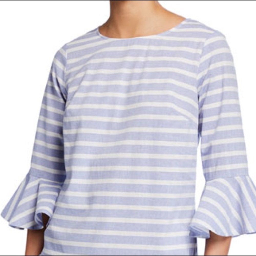 NWT stripe cotton long sleeve dress bell sleeve M